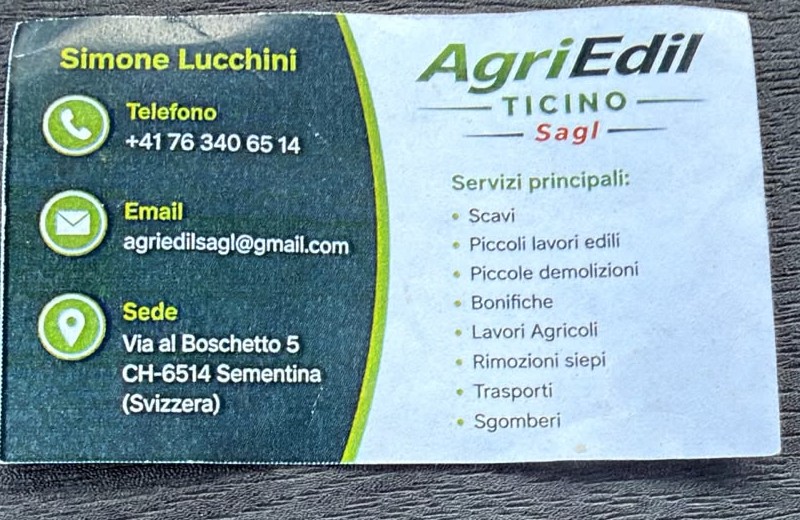 Biglietto da visita AgriEdil Ticino Sagl